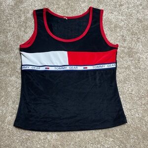 Women's Black Red Colorblock Tank Top
